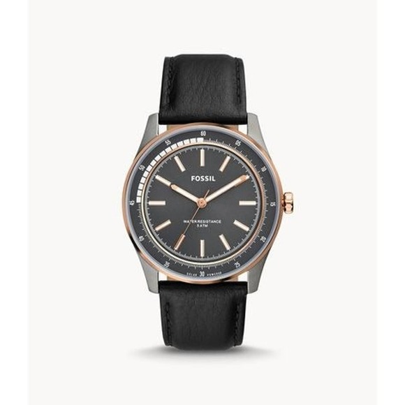 Fossil BQ2664 Sullivan Solar-Powered Black Leather Watch - Picture 1 of 4